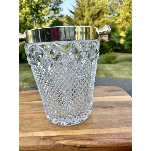 1950s VSL Art Deco Cut Crystal and Champagne Bucket Belgium 9.5” Heavy 9.6 Lb - Picture 2 of 11